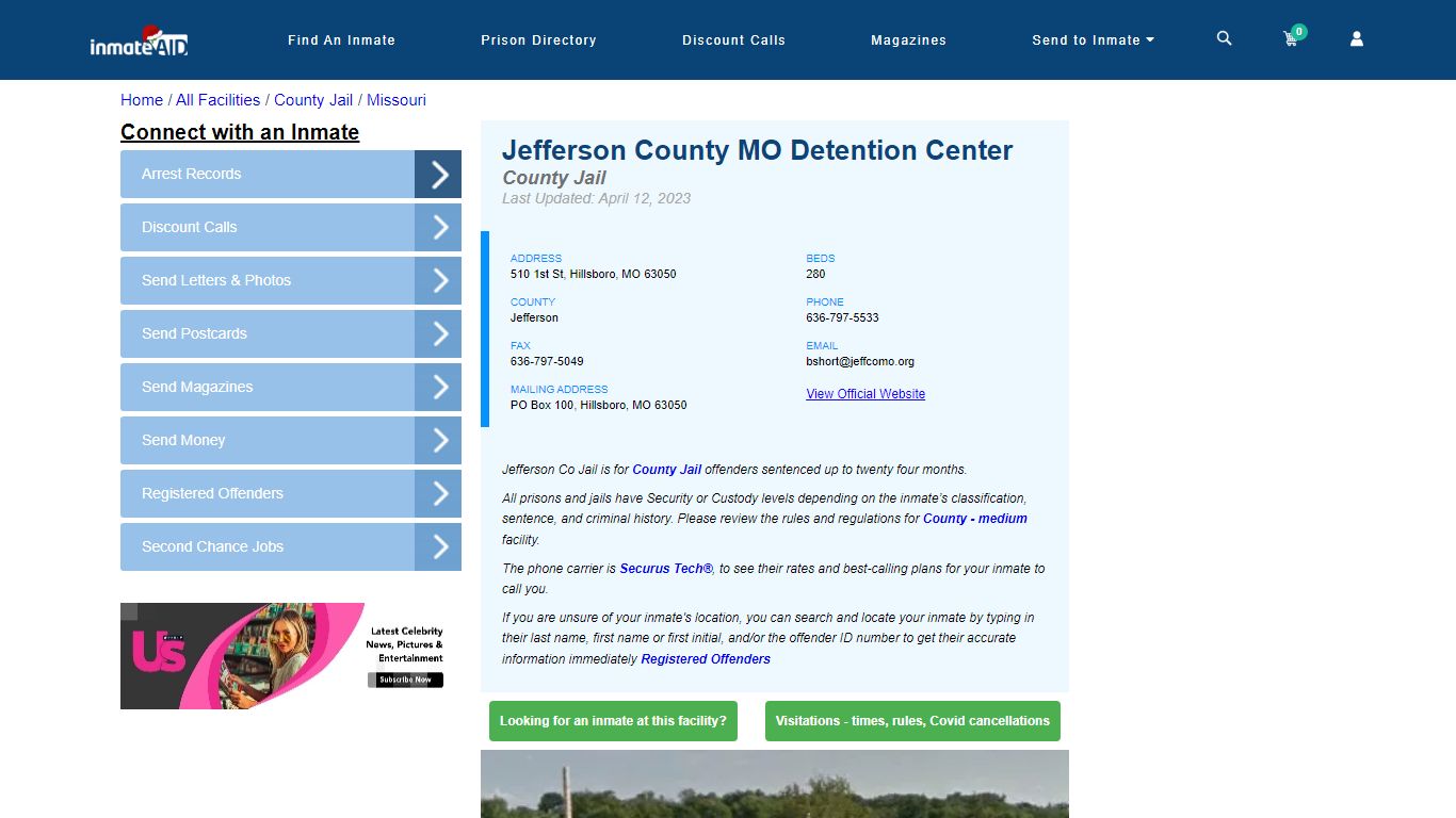 Jefferson County MO Detention Center - Inmate Locator - Hillsboro, MO